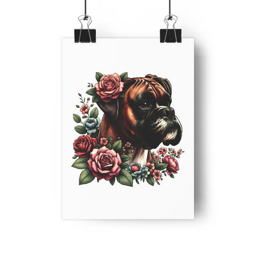 Vintage Floral Boxer Portrait Giclée Art Print