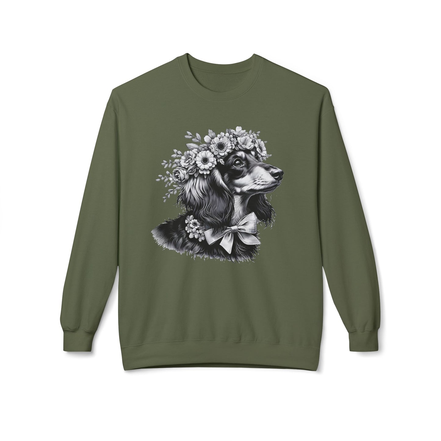 Vintage Floral Dachshund Portrait Sweatshirt