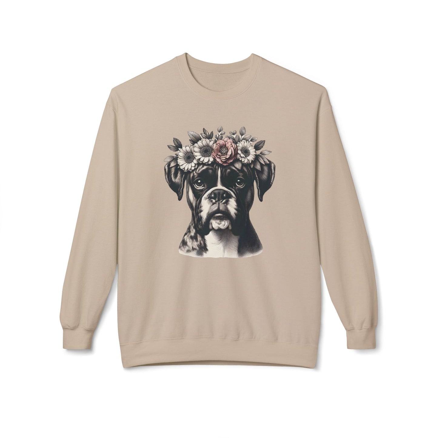 Vintage Floral Boxer Portrait Sweatshirt