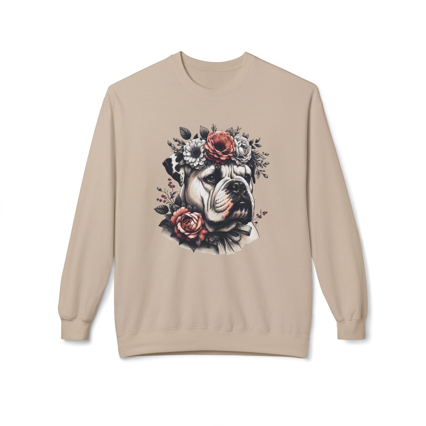 Vintage Floral Bulldog Portrait Sweatshirt