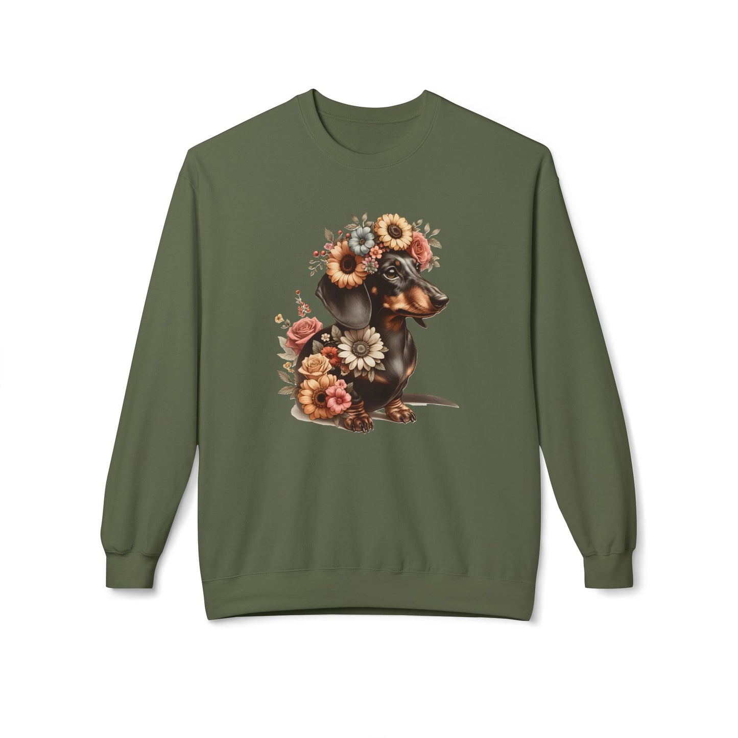 Vintage Floral Dachshund Portrait Sweatshirt