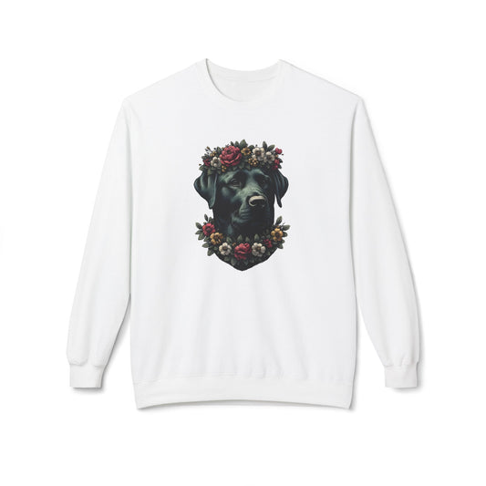 Vintage Floral Black Labrador Retriever Portrait Sweatshirt