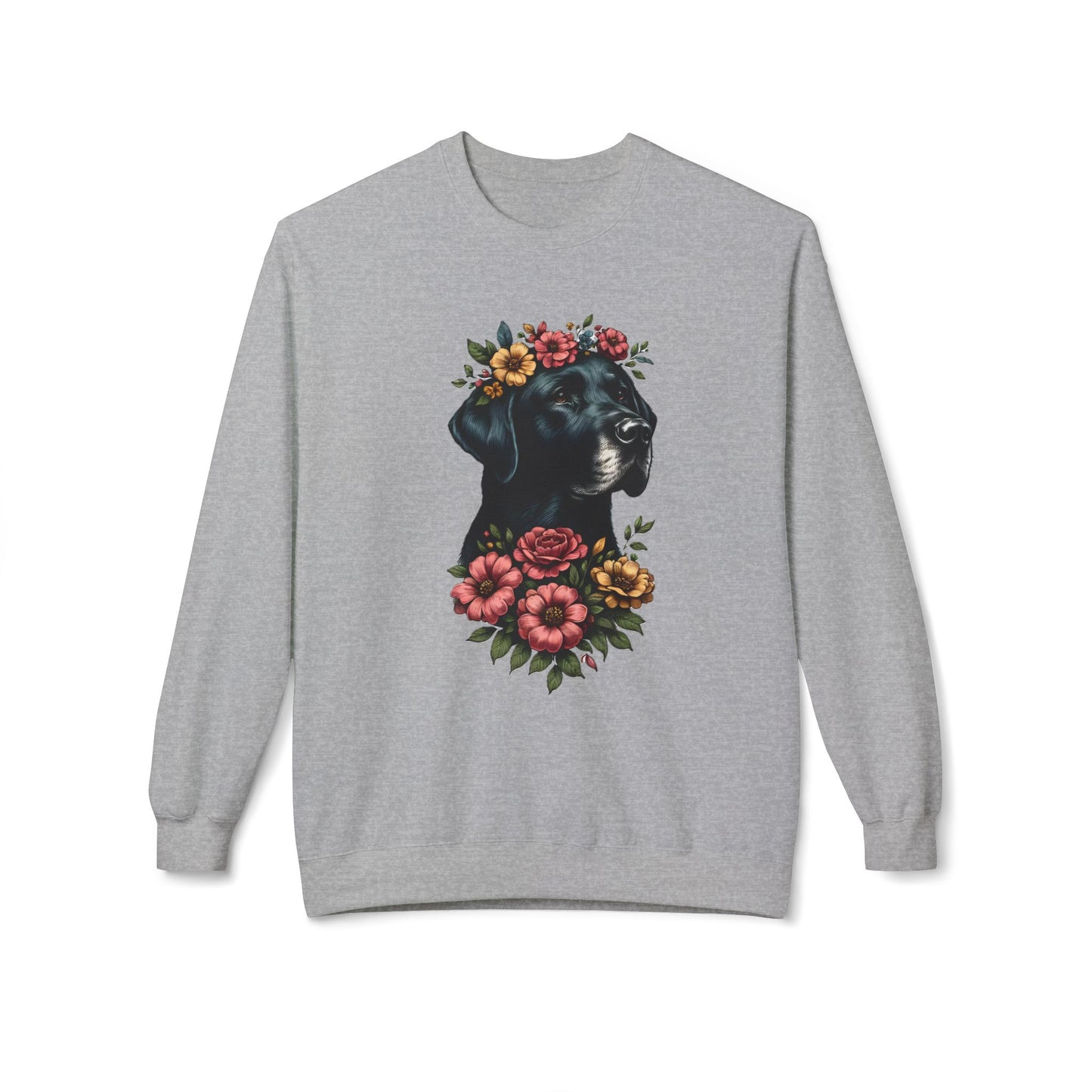 Vintage Floral Black Lab Portrait Sweatshirt