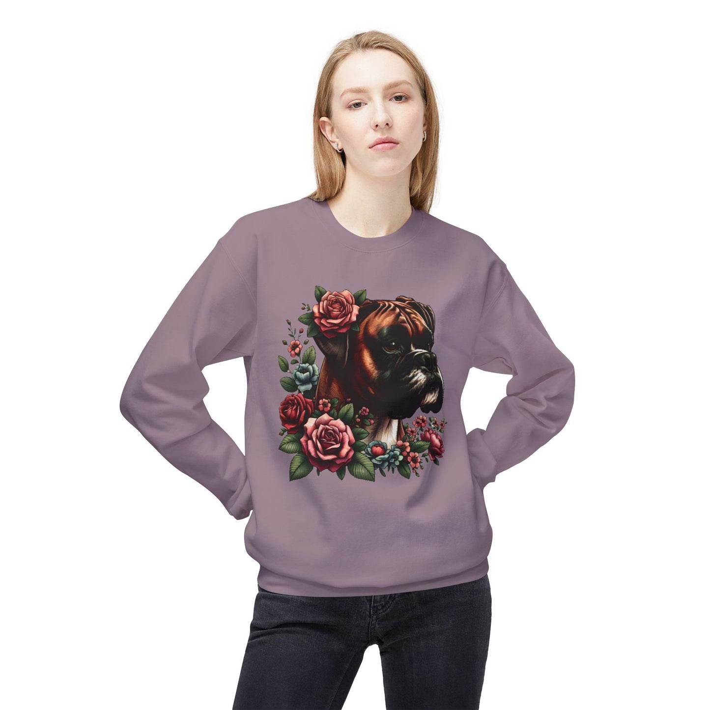 Vintage Floral Boxer Portrait Sweatshirt