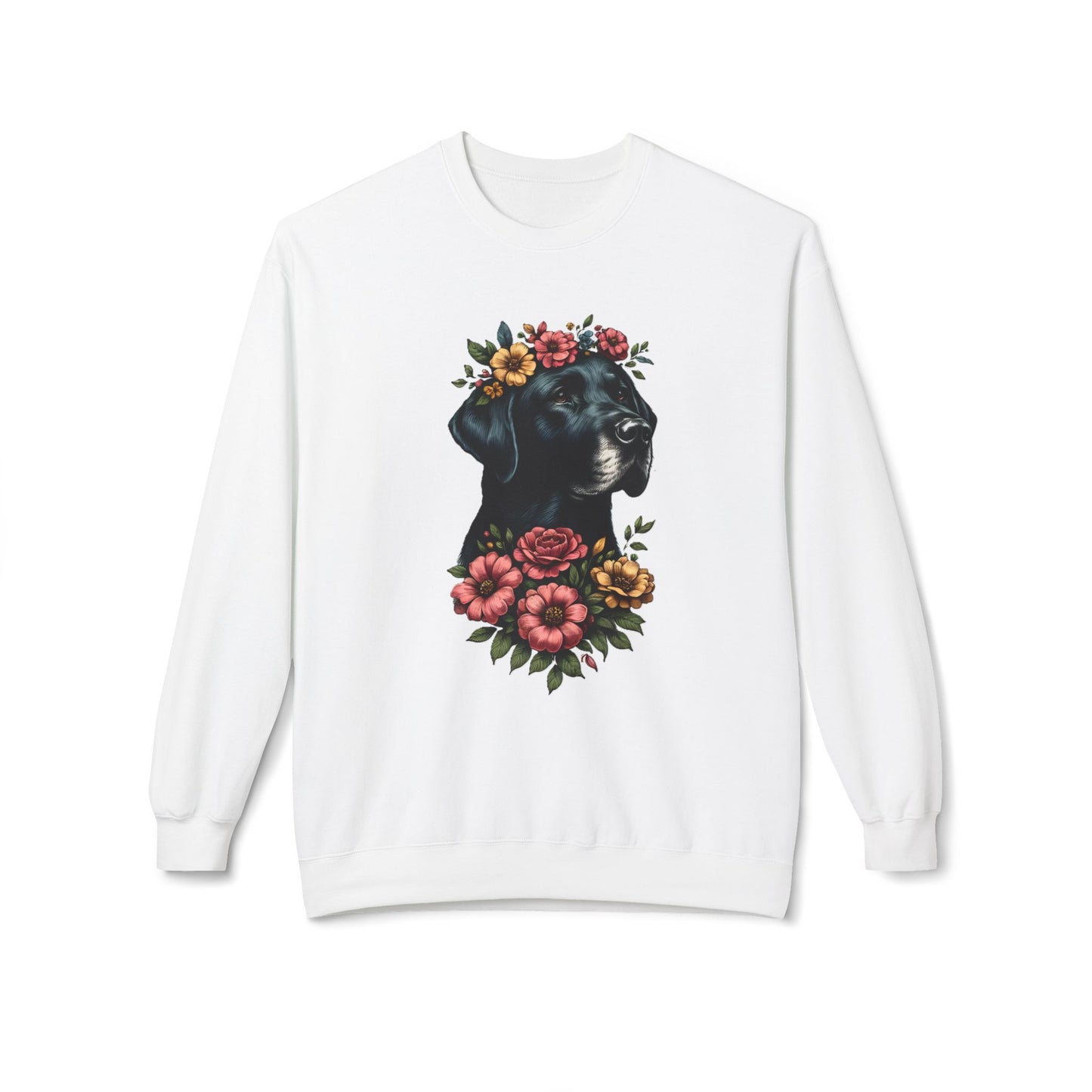 Vintage Floral Black Lab Portrait Sweatshirt