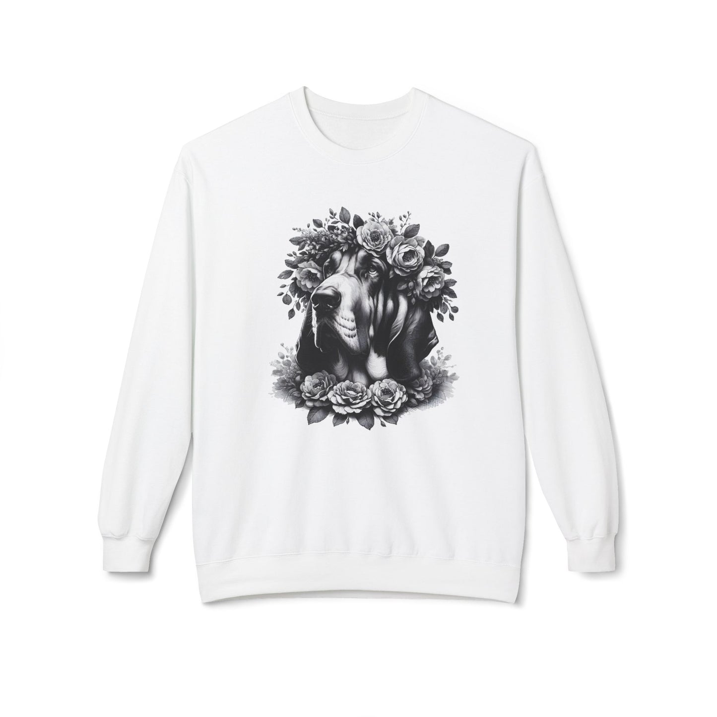 Vintage Floral Bloodhound Portrait Sweatshirt