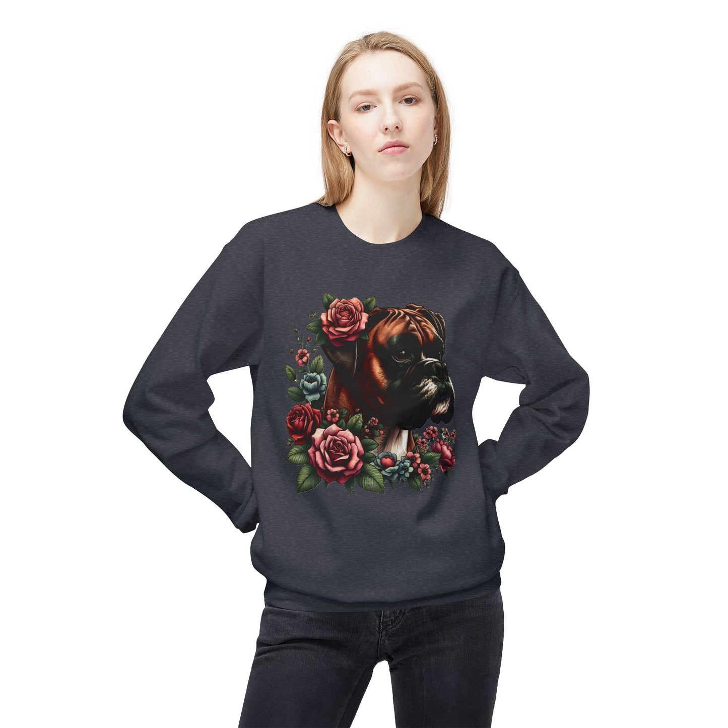 Vintage Floral Boxer Portrait Sweatshirt