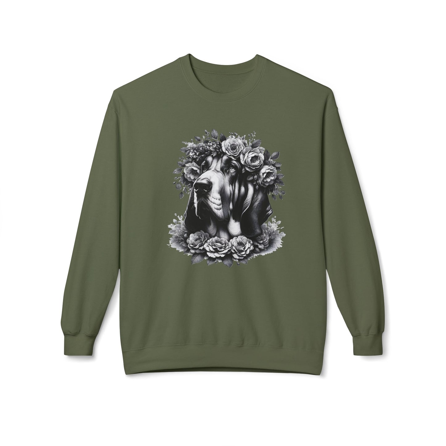 Vintage Floral Bloodhound Portrait Sweatshirt