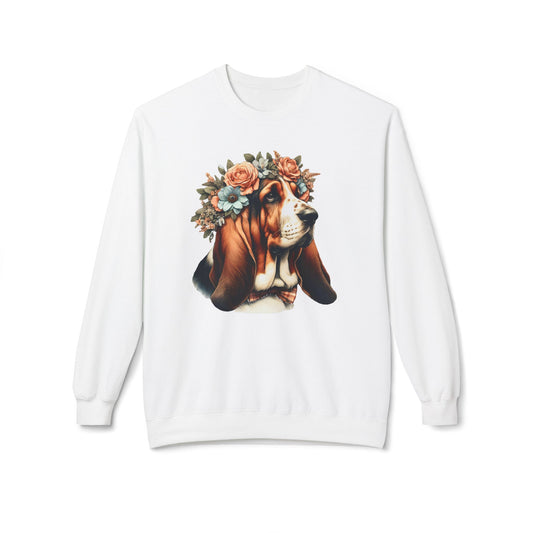 Vintage Floral Basset Hound Portrait Sweatshirt