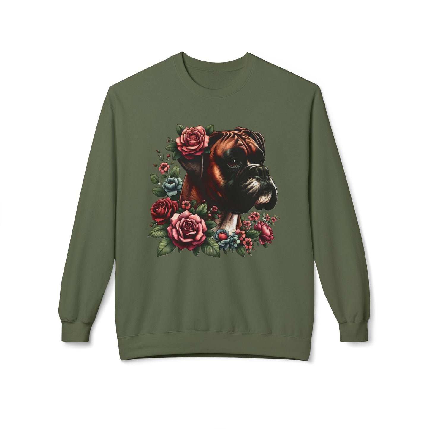 Vintage Floral Boxer Portrait Sweatshirt