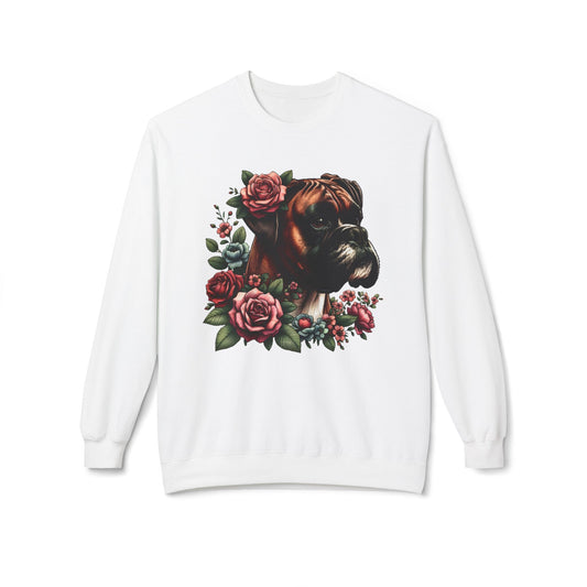 Vintage Floral Boxer Portrait Sweatshirt