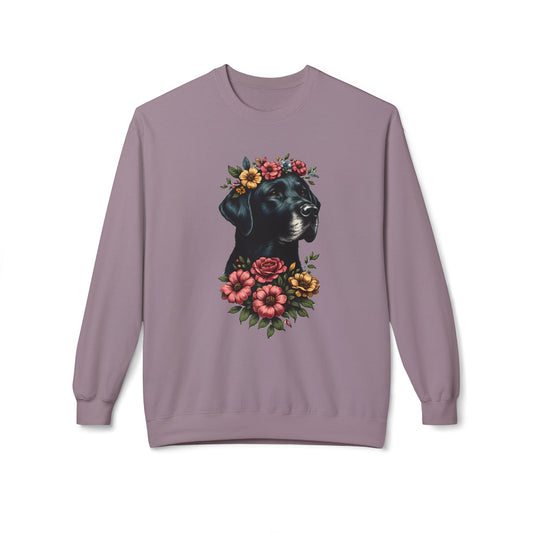 Vintage Floral Black Lab Portrait Sweatshirt