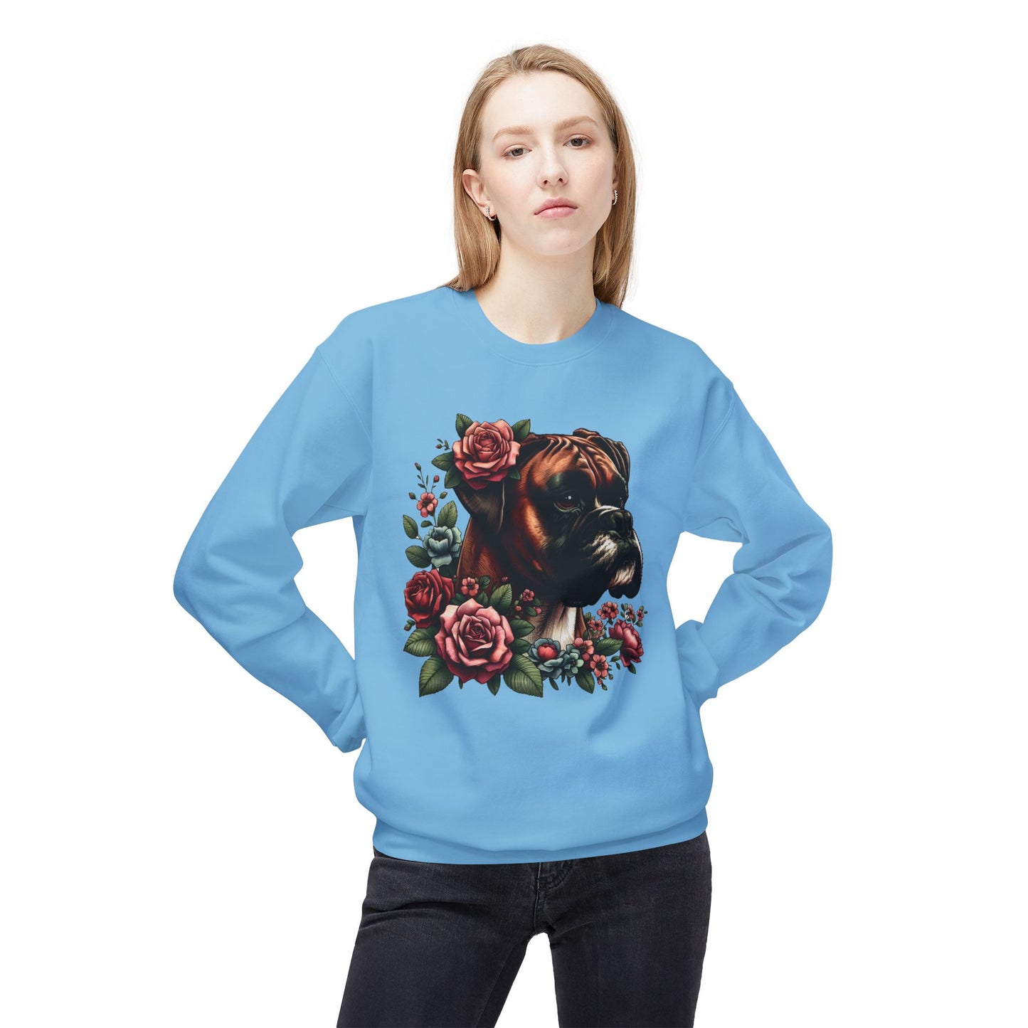 Vintage Floral Boxer Portrait Sweatshirt