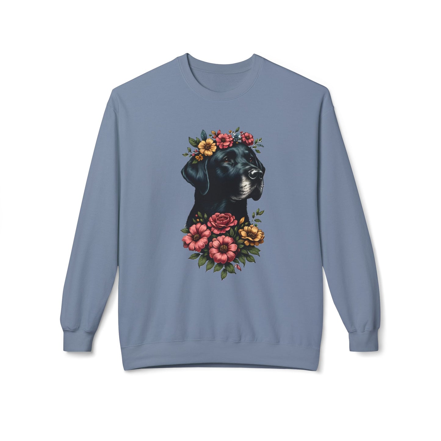 Vintage Floral Black Lab Portrait Sweatshirt