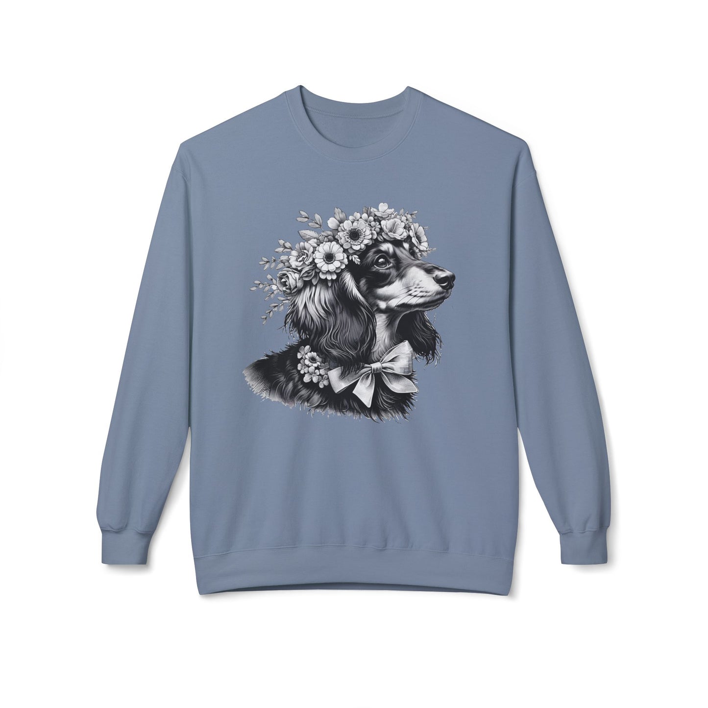 Vintage Floral Dachshund Portrait Sweatshirt