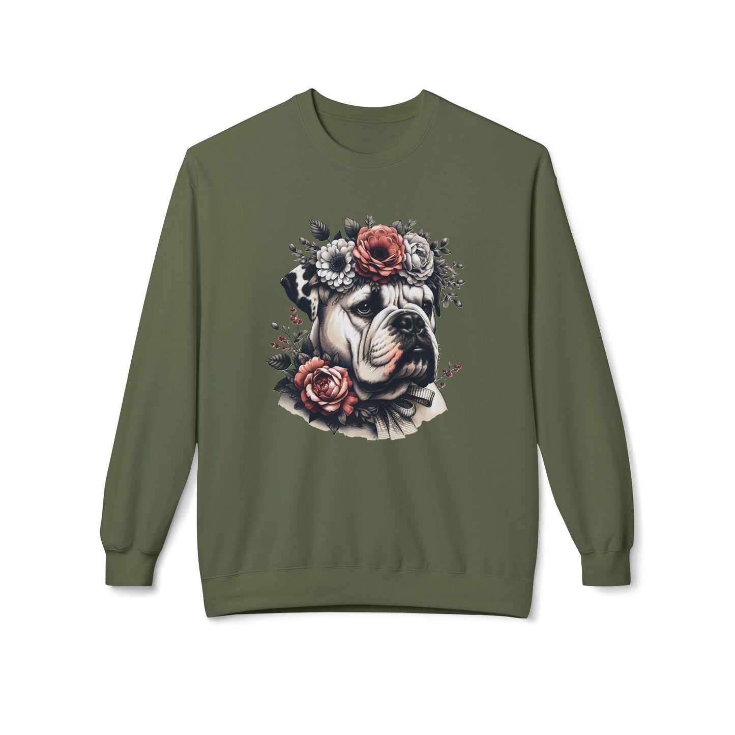 Vintage Floral Bulldog Portrait Sweatshirt