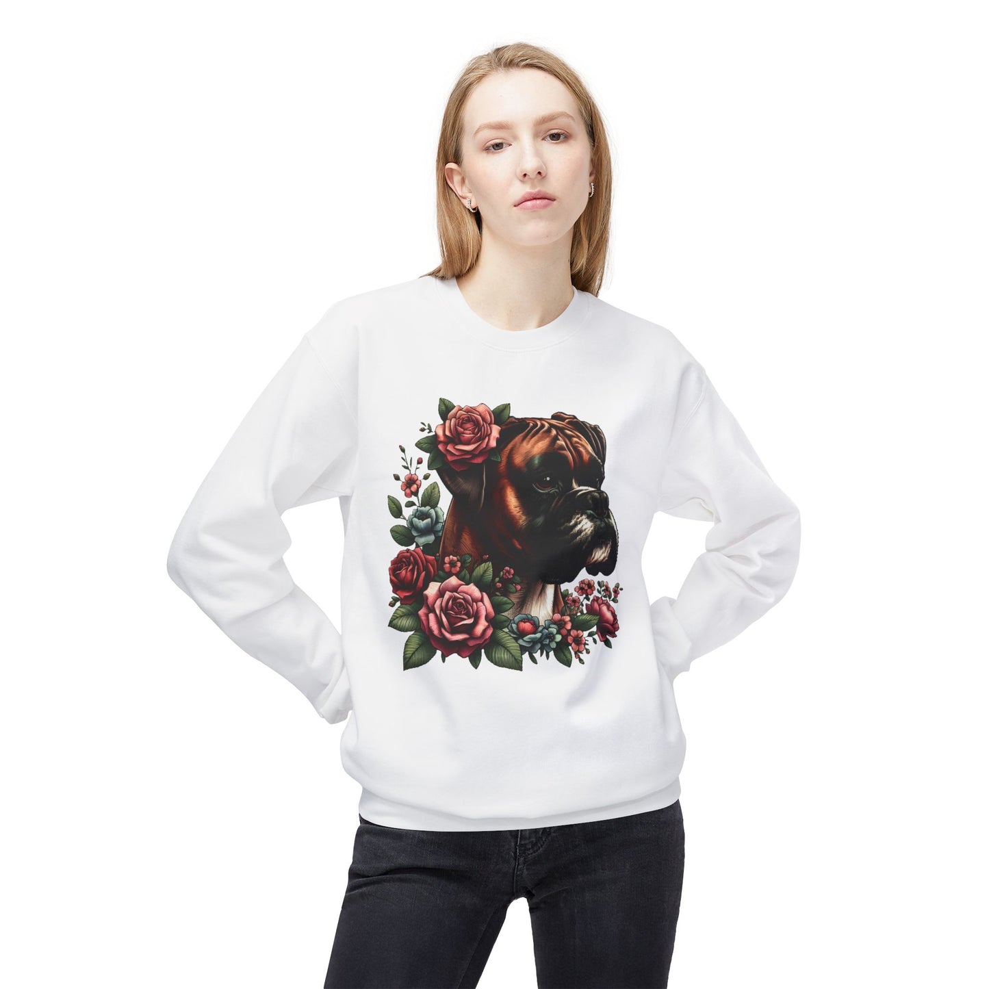 Vintage Floral Boxer Portrait Sweatshirt