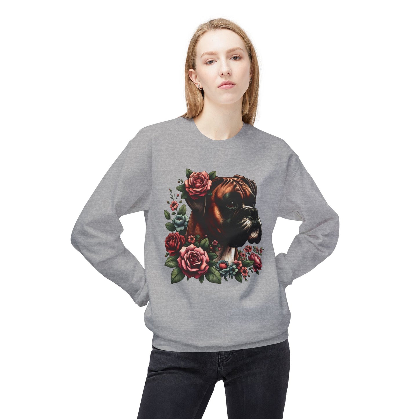 Vintage Floral Boxer Portrait Sweatshirt