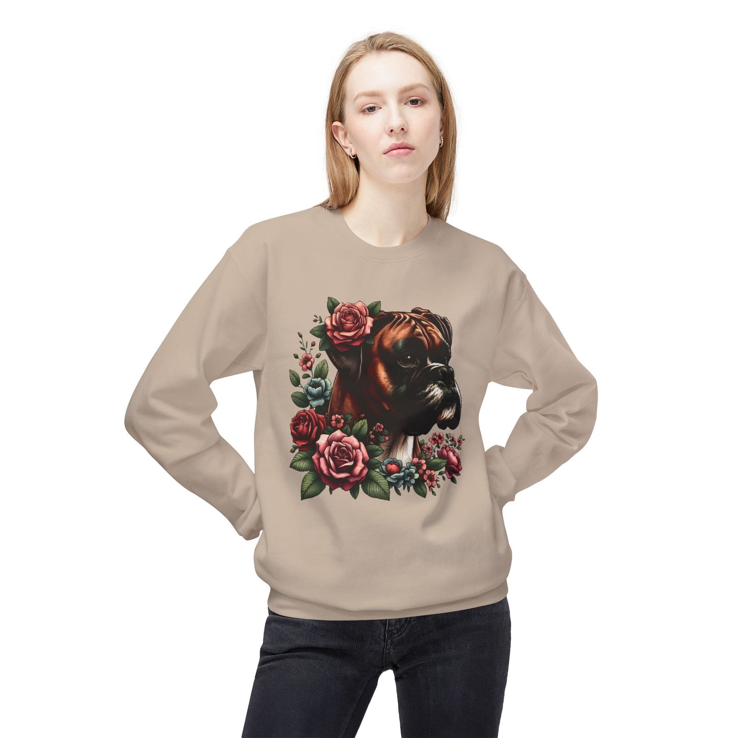 Vintage Floral Boxer Portrait Sweatshirt