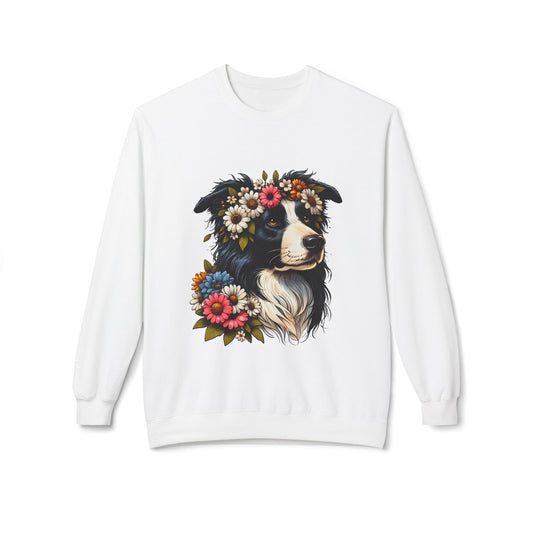 Vintage Floral Border Collie Portrait Sweatshirt