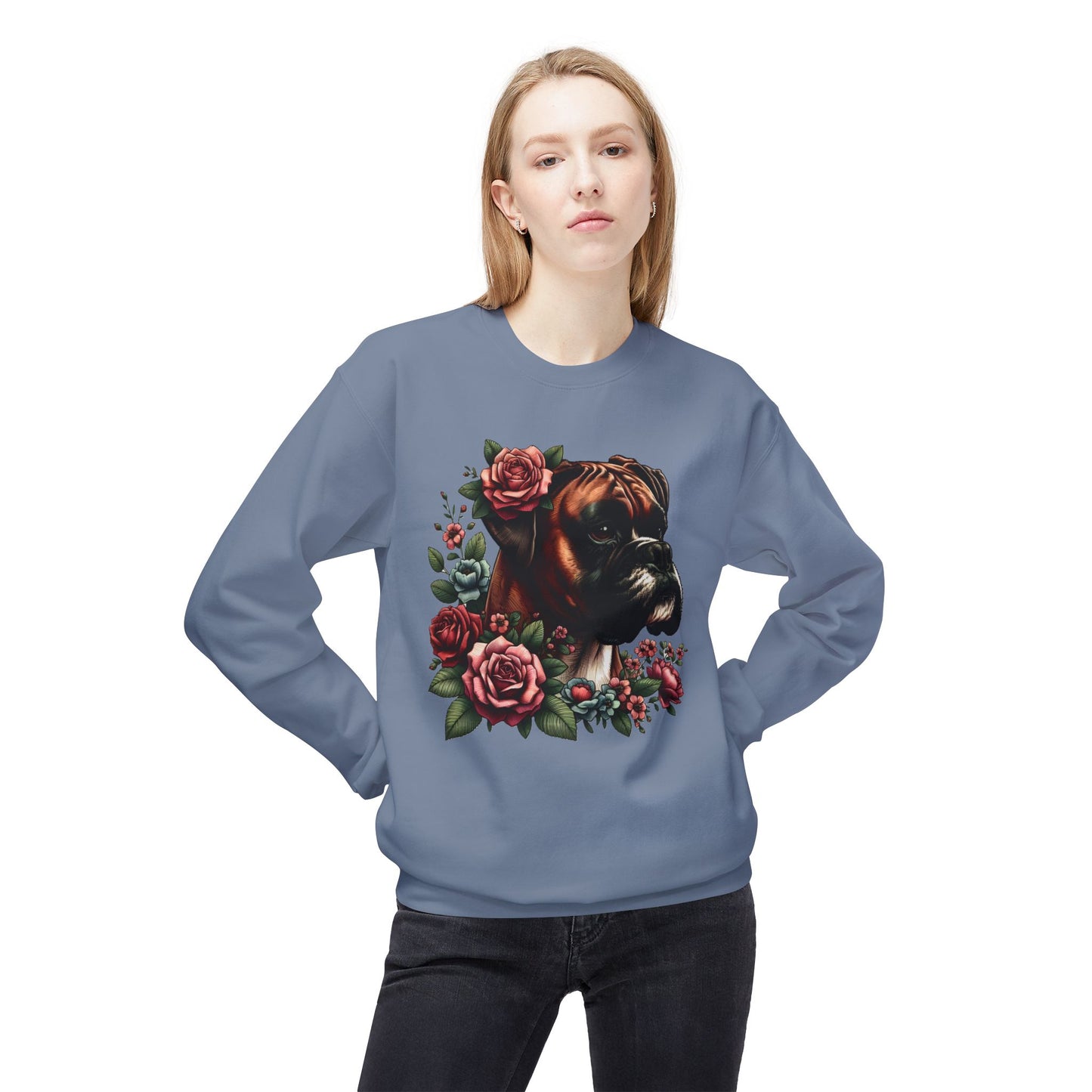 Vintage Floral Boxer Portrait Sweatshirt