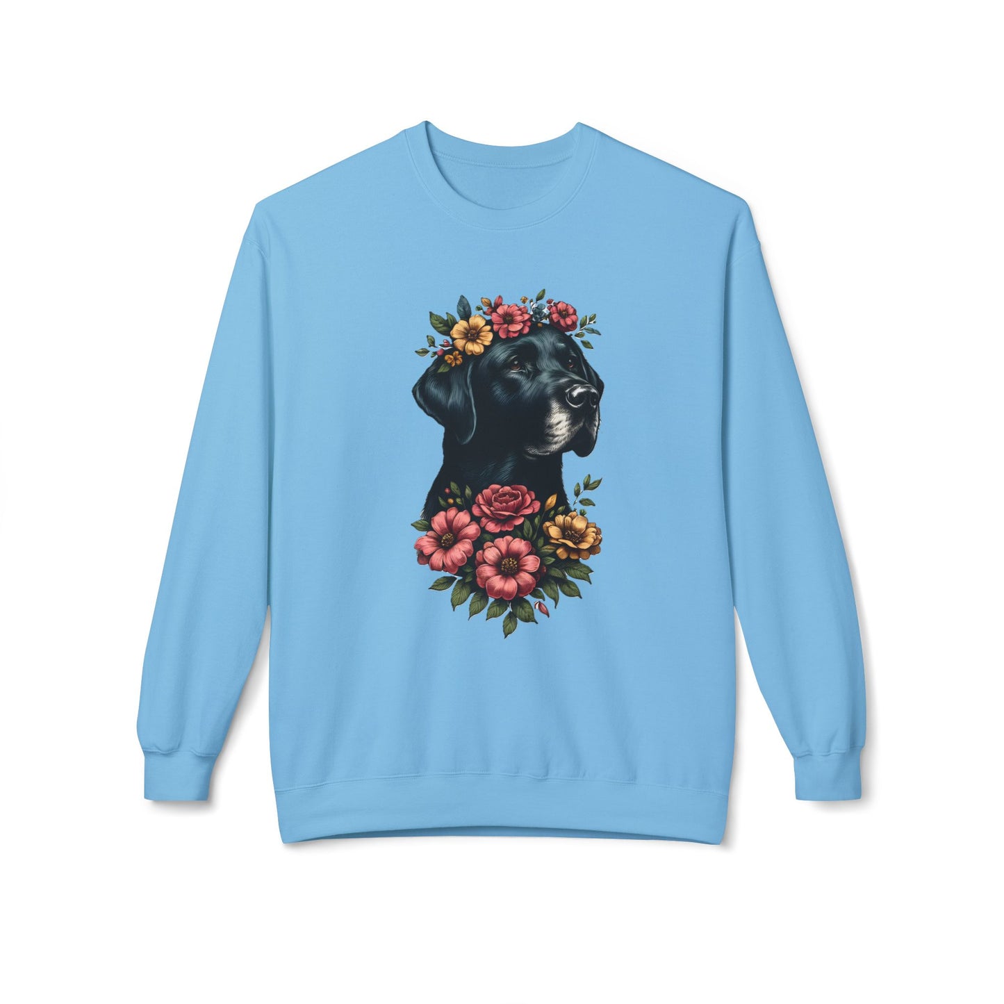 Vintage Floral Black Lab Portrait Sweatshirt