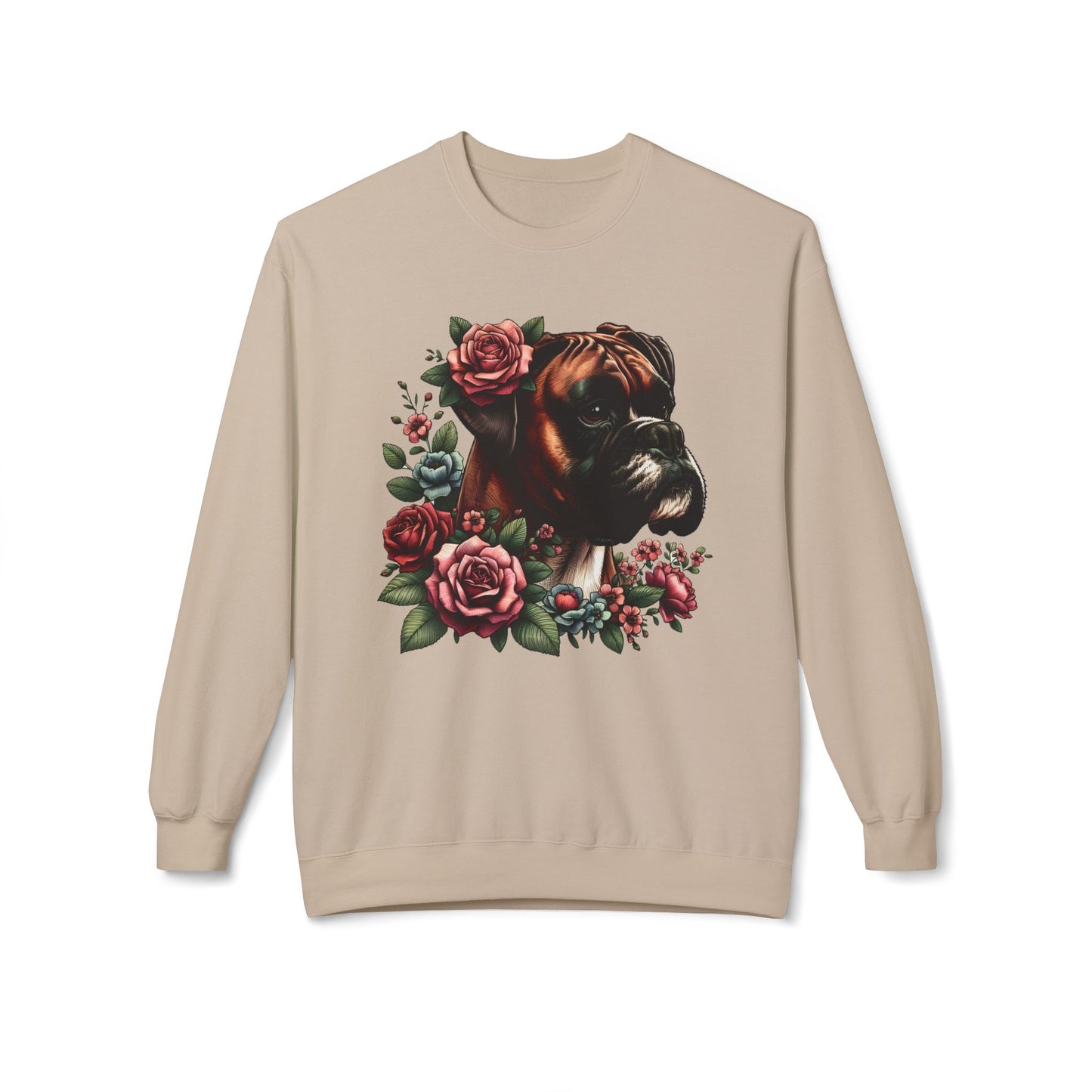 Vintage Floral Boxer Portrait Sweatshirt