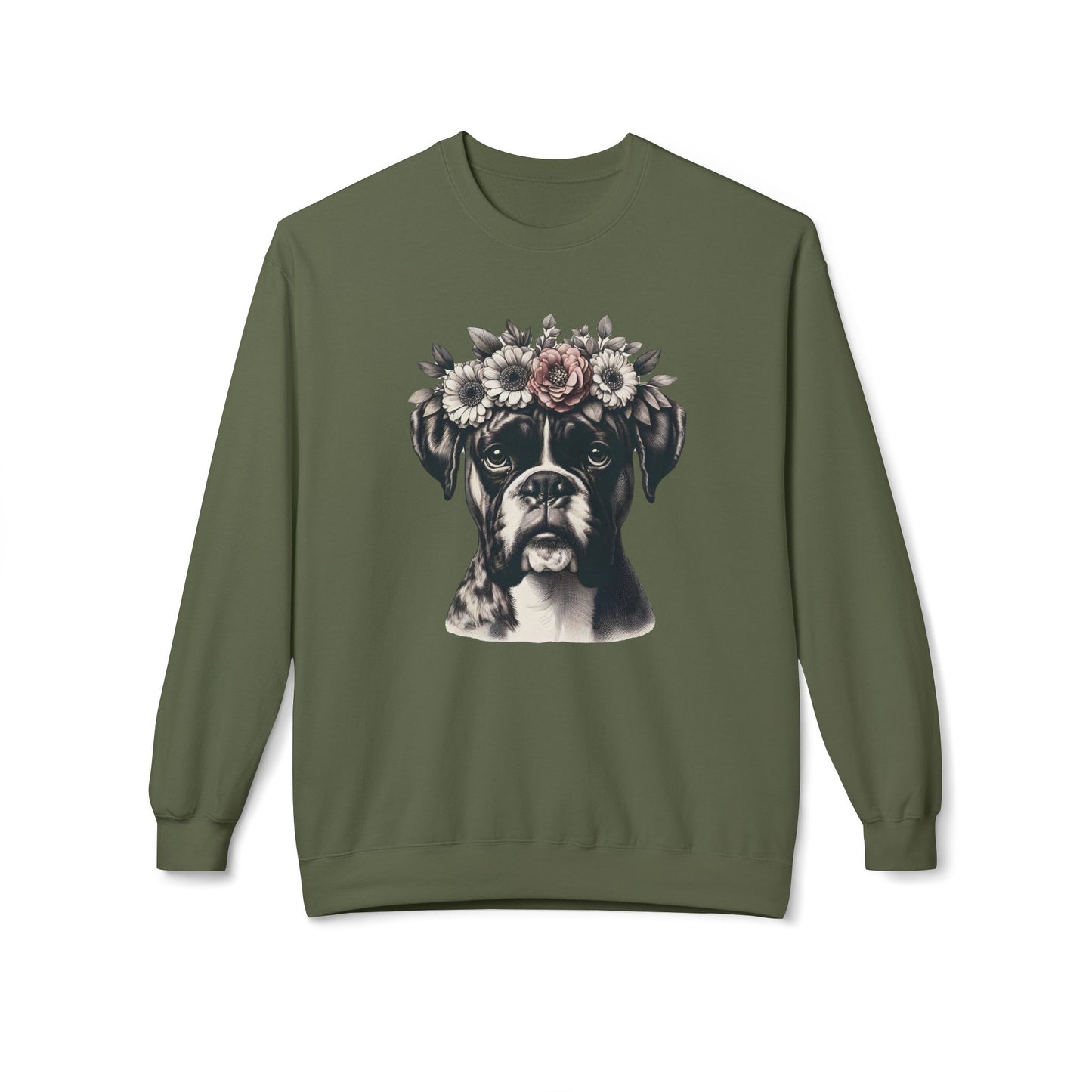 Vintage Floral Boxer Portrait Sweatshirt