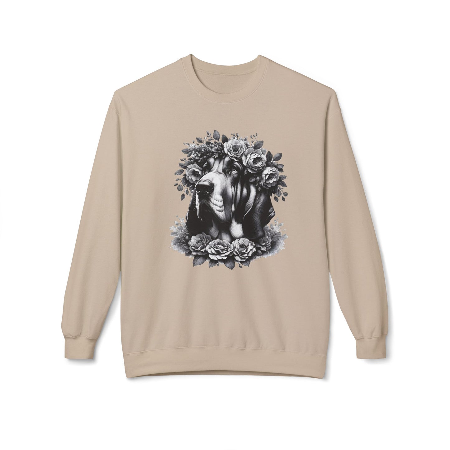 Vintage Floral Bloodhound Portrait Sweatshirt