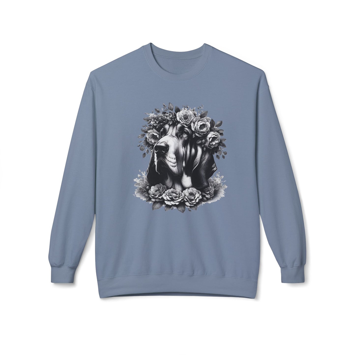 Vintage Floral Bloodhound Portrait Sweatshirt