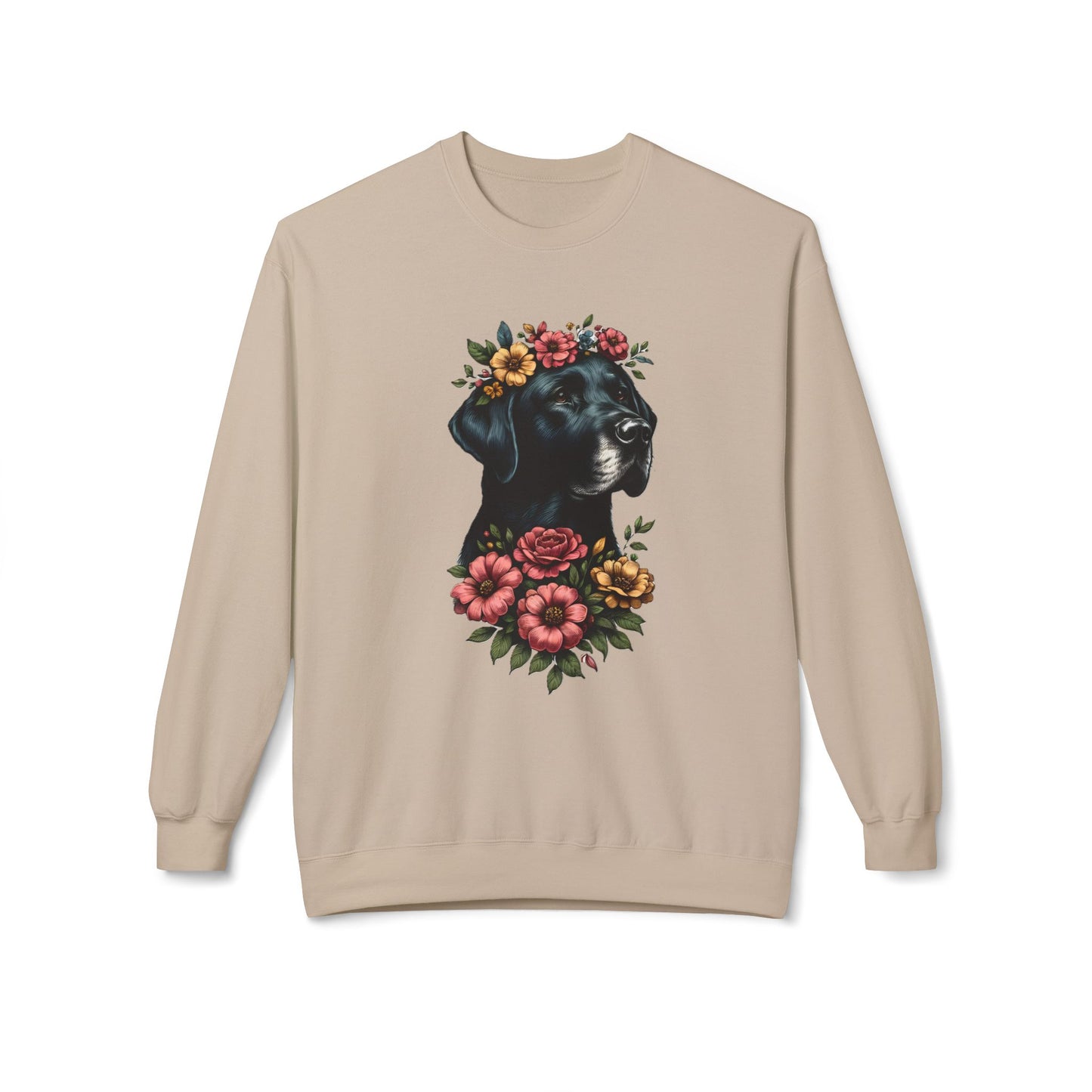 Vintage Floral Black Lab Portrait Sweatshirt