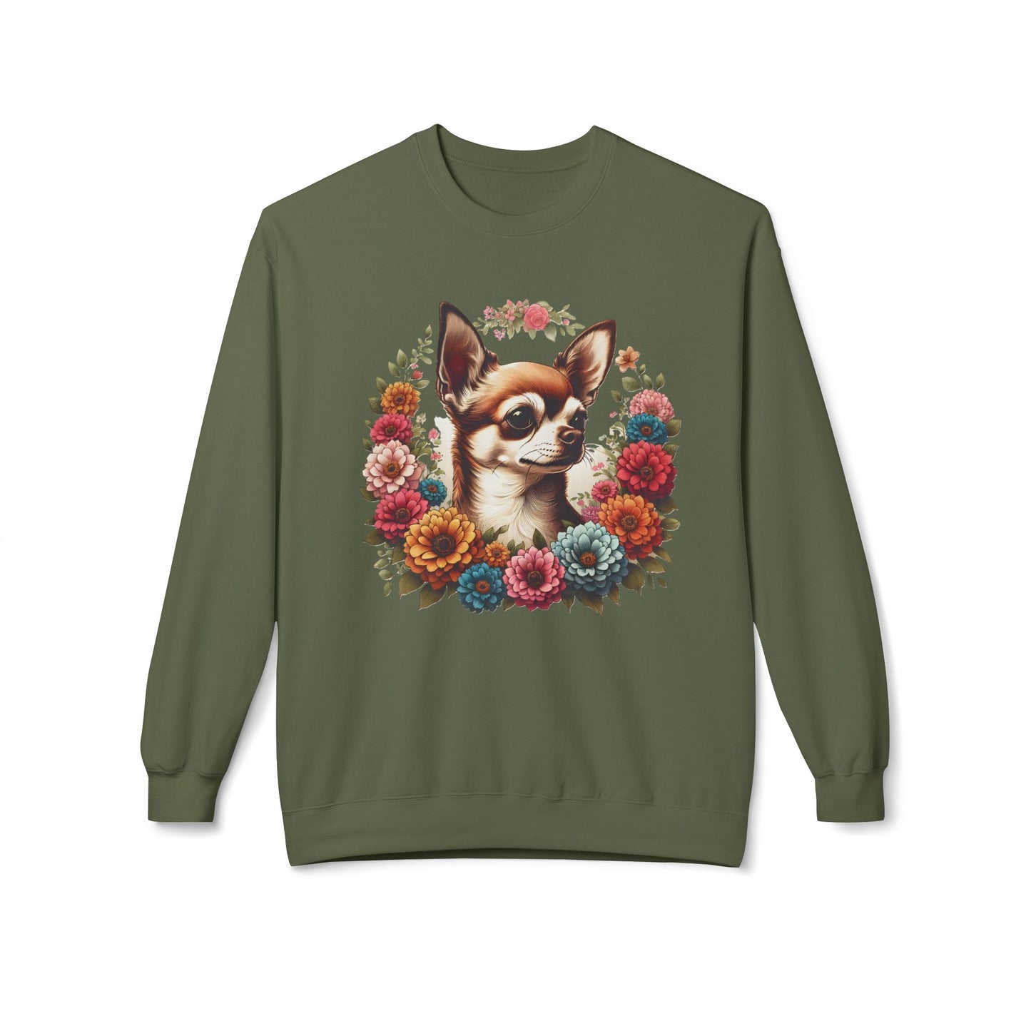 Vintage Floral Chihuahua Portrait Sweatshirt